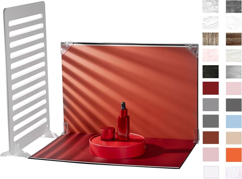 BYSTONE 10Pcs 20Patterns Small Product Photography Backdrops Kit Photo Background Food Photography Backdrop Board with Shadow Props and Carrying Bag (16.5X11.7inch) - Image 1