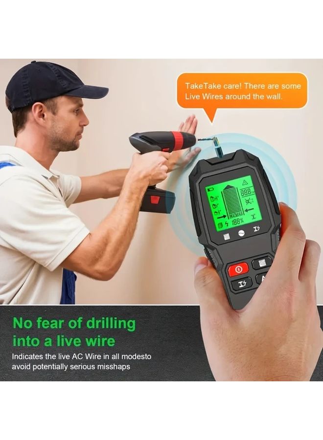 Orange 5 In 1 Wall Scanner Detector Stud Finder Metal AC Wire LCD Display - Image 5