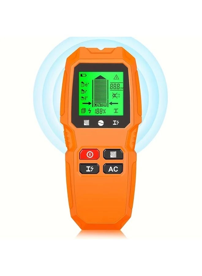 Orange 5 In 1 Wall Scanner Detector Stud Finder Metal AC Wire LCD Display - Image 1