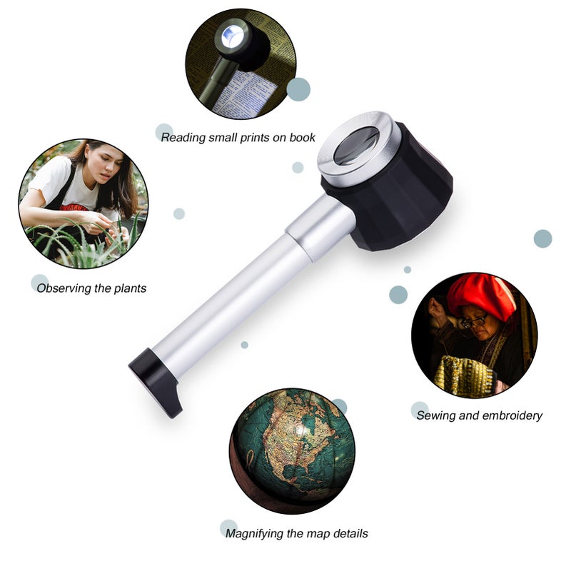 Magnifying Lens LED Lighted Magnifier 45X High Magnification Portable Handheld Glass for Reading Inspection Jewellery Crafts - Image 2