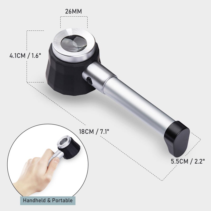 Magnifying Lens LED Lighted Magnifier 45X High Magnification Portable Handheld Glass for Reading Inspection Jewellery Crafts - Image 5