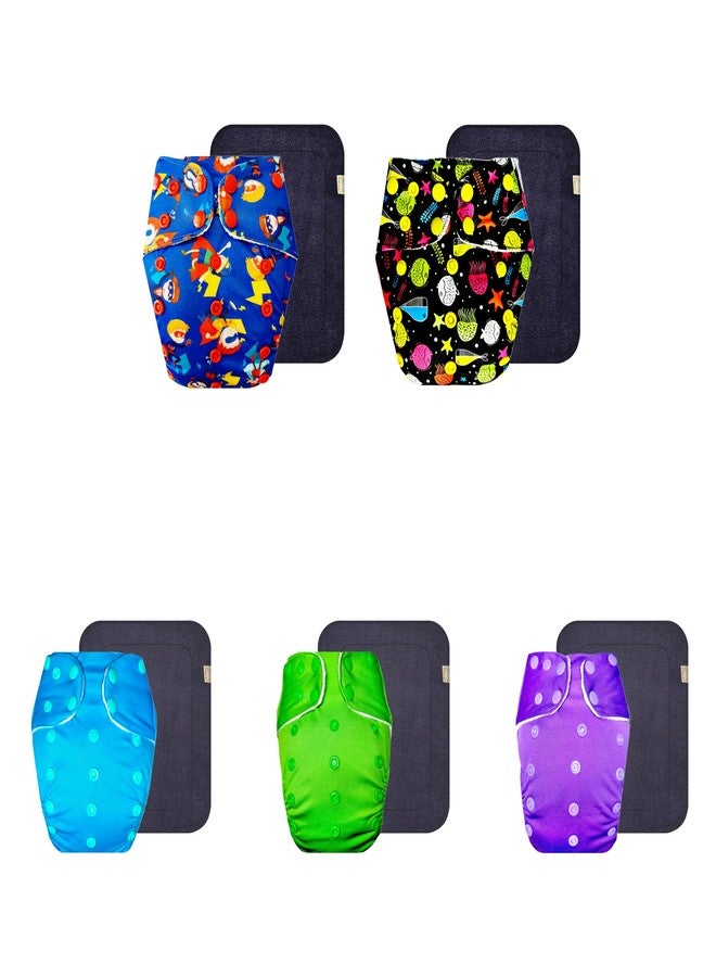 Dumbledo Premium Cloth Diaper with Black Insert (Pack of 5) | Soft & Gentle | Leakproof | Easy to Clean | Trusted by Moms | 3 Months - 3 Years | Unisex Baby - Image 1