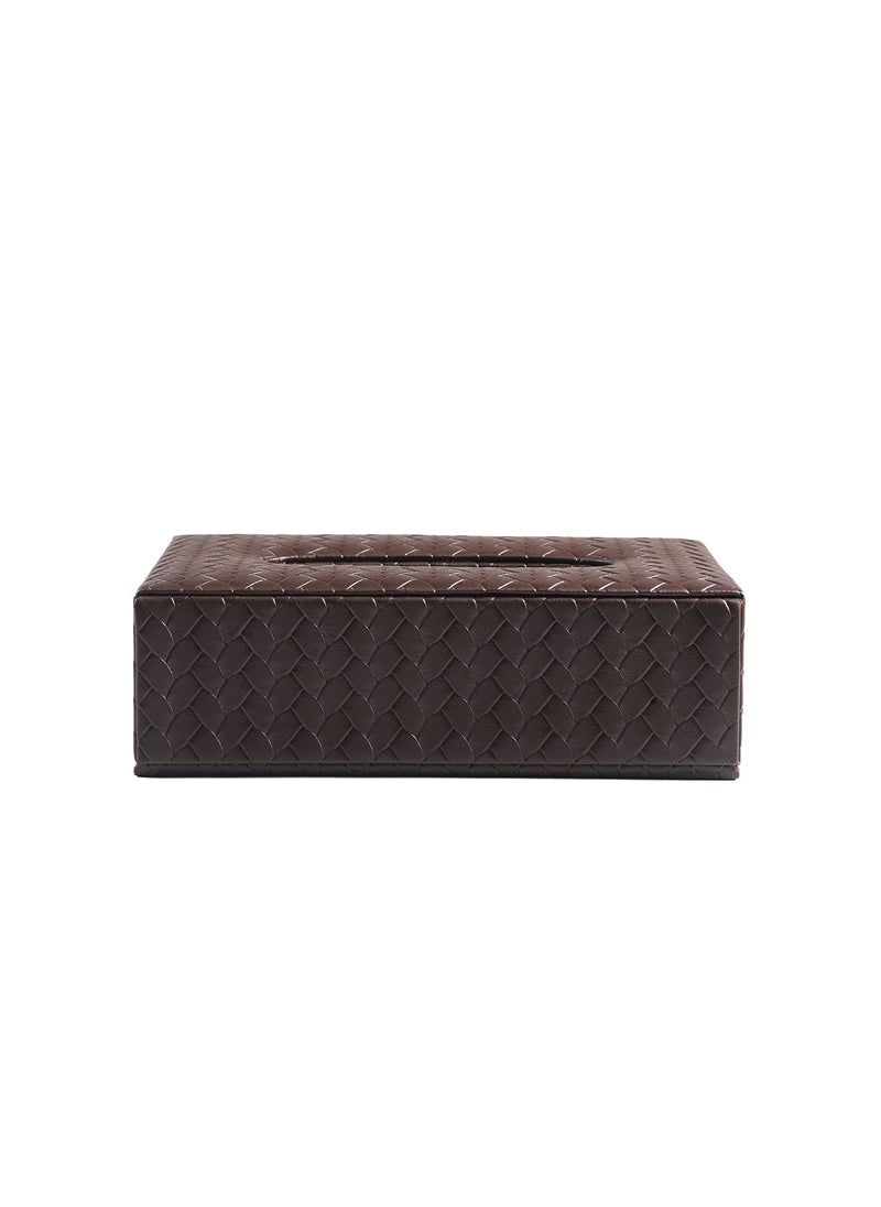 THREE SIXTY the leather life Three Sixty Designer Vegan Leather Tissue Box Holder Tissue Box Cover from Our Entwine Collection for Your Car Home Office Size 85x5x2 inches Brown  - Image 5