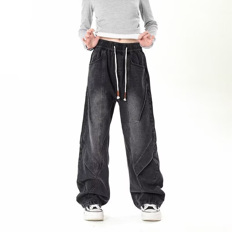 Unisex Classic Denim Jeans Loose Fit Daily Outdoor Wear - Image 1
