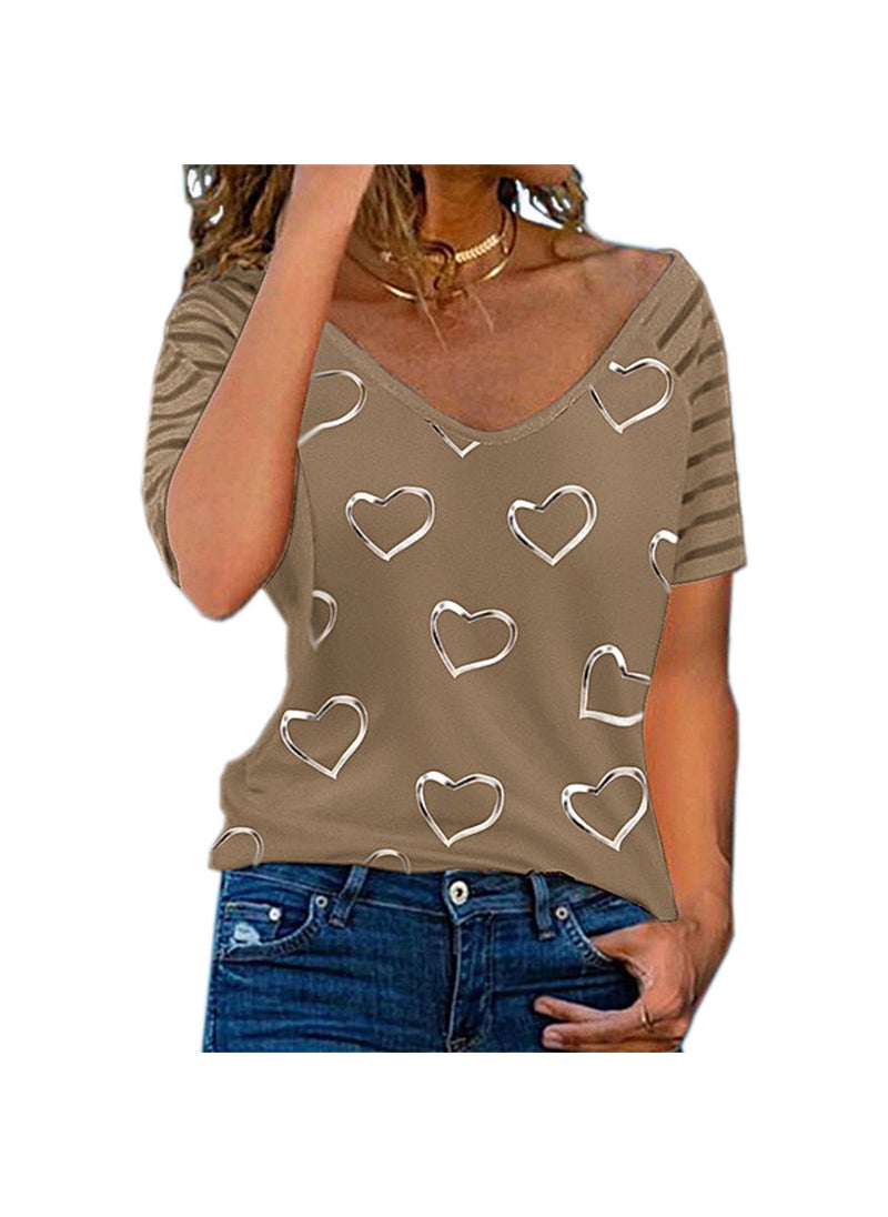 Generic - 2022 Plus Size Womens Love Print Tee Black - Image 1