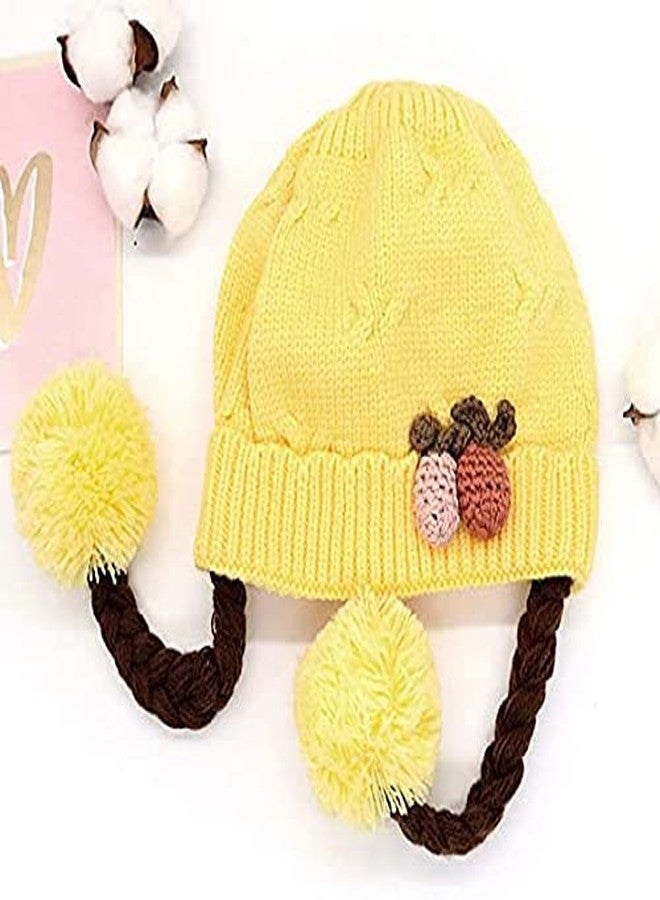 Malvina Baby Girl's Infant Winter Hat Beanies Crochet Warm Knitted Choti Hat (Yellow,1-2 Years) - Image 2