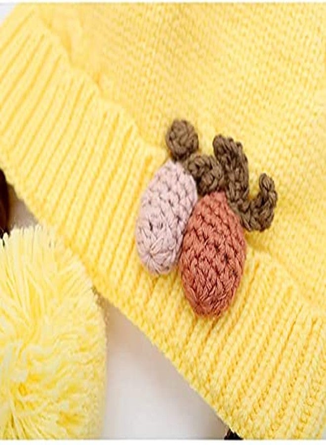 Malvina Baby Girl's Infant Winter Hat Beanies Crochet Warm Knitted Choti Hat (Yellow,1-2 Years) - Image 4