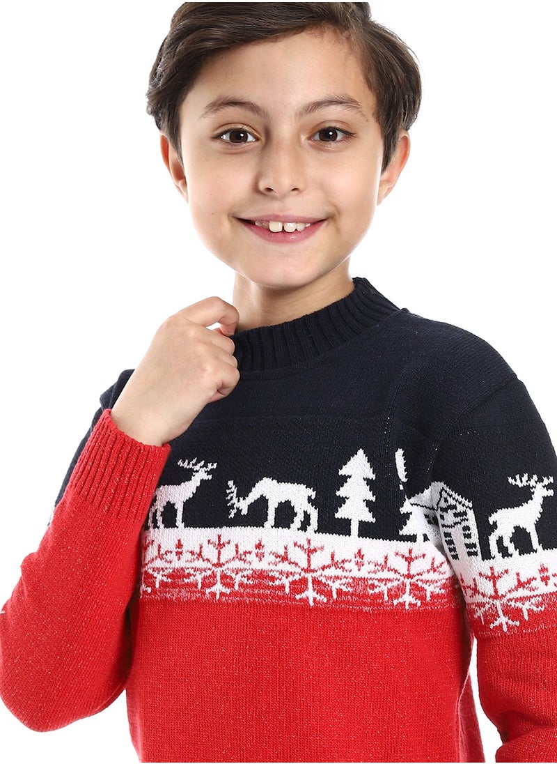Caesar - Wool Boys Pullover With Multi Design - Image 1