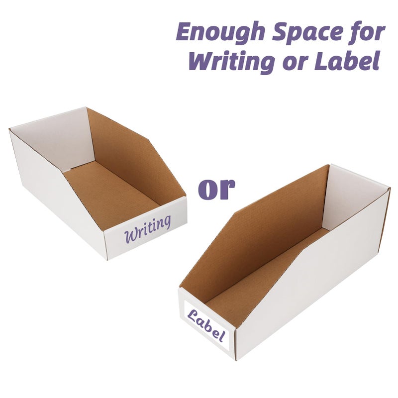 EXYGLO Cardboard Storage Bins Assorted Sizes, 35 Mixed Pack Cardboard Boxes,18 Pack 12x4x4.5, 12 Pack 12x6x4.5, 5 Pack 12x8x4.5 Corrugated Organizer Bins for Pantry, Shelves, Garage, Office, Shop - Image 4