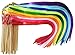Kingsnow 100 Pieces MultiColor Ribbon Wands Streamers Sticks with Gold Bell Chromatic Silk Wish Wands Fairy Stick Party Rhythm Ribbon Streamers for Wedding Send Off Bridal Shower Party Photo Props - Image 3
