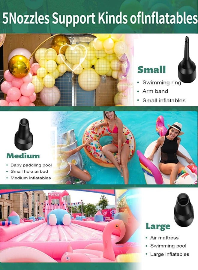 Garlo Balloon Pump, 3-in-1 Electric Air Pump for Inflatables and Balloons, Dual Nozzle Electric Balloon Inflator Pump Blower for Latex Foil Balloons, Quick-Fill Inflator Deflator for Pool Floats, Save Time - Image 3
