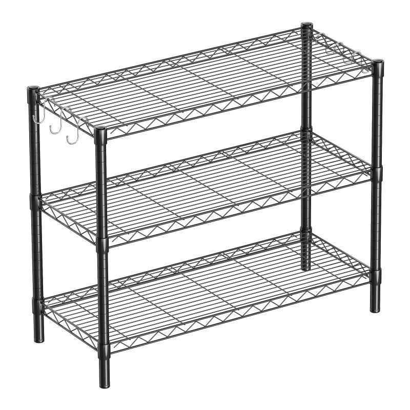 Guan River 3-Shelf Adjustable Metal Shelf Wire Shelving Unit Storage Rack Display Shelf for Office,Kitchen,Bedroom,Bathroom,Laundry,Pantry Basement,Garage(Black,36" L x 14" W x 30" H) - Image 1