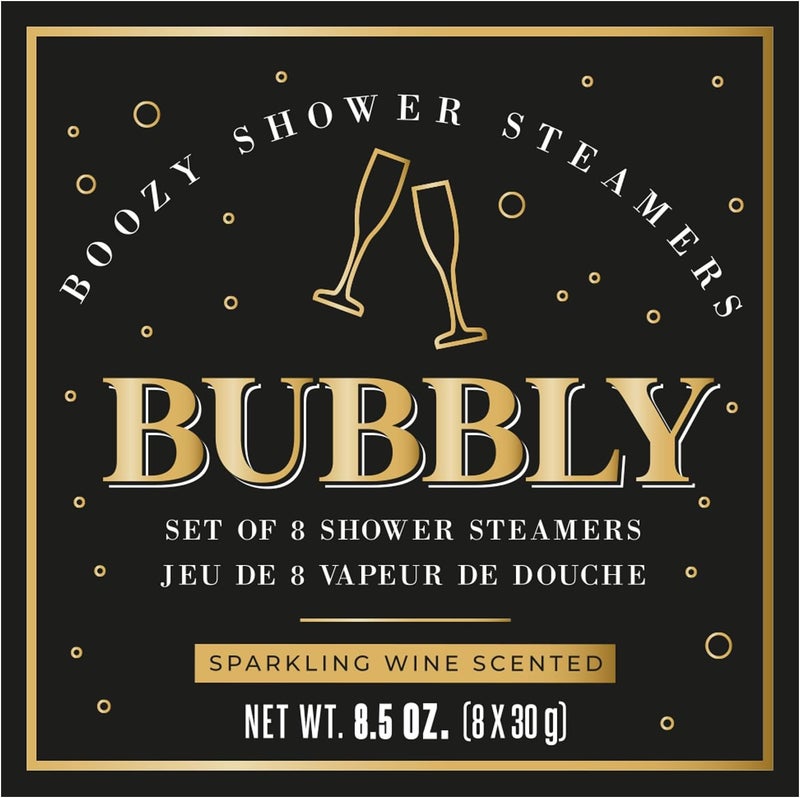 Gift Republic Set of 8 Shower Steamers Gift Pack Showersecco Sparkling Wine Scent 8X 30 Gram Black