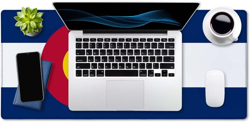 SSOIU Extended Gaming Mouse Pad Mat Large Desk Mat Non Slip Rubber Base Computer Desktop Laptop Keyboard Mouse Mat Stitched Edges, 35.5x15.7 in XXL Waterproof Mousepad for Work Game, Colorado Flag - Image 4