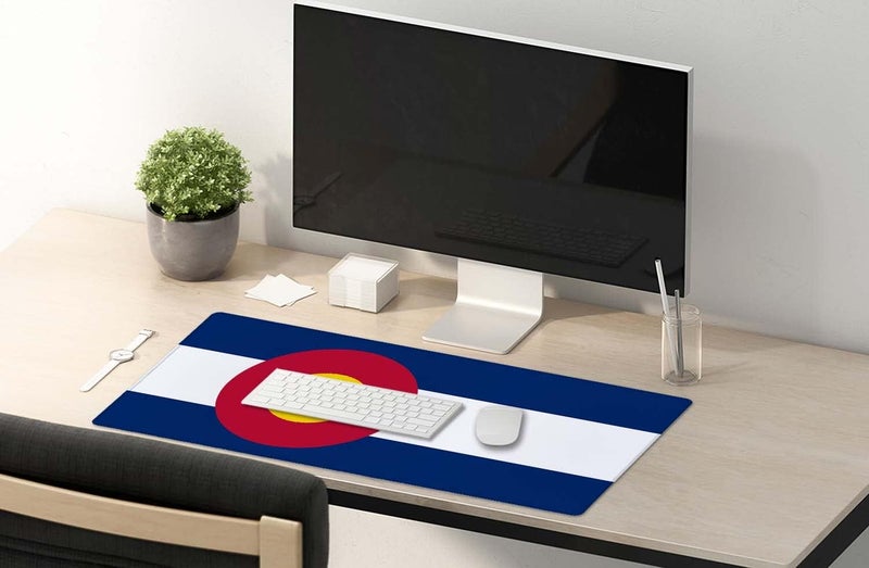SSOIU Extended Gaming Mouse Pad Mat Large Desk Mat Non Slip Rubber Base Computer Desktop Laptop Keyboard Mouse Mat Stitched Edges, 35.5x15.7 in XXL Waterproof Mousepad for Work Game, Colorado Flag - Image 5