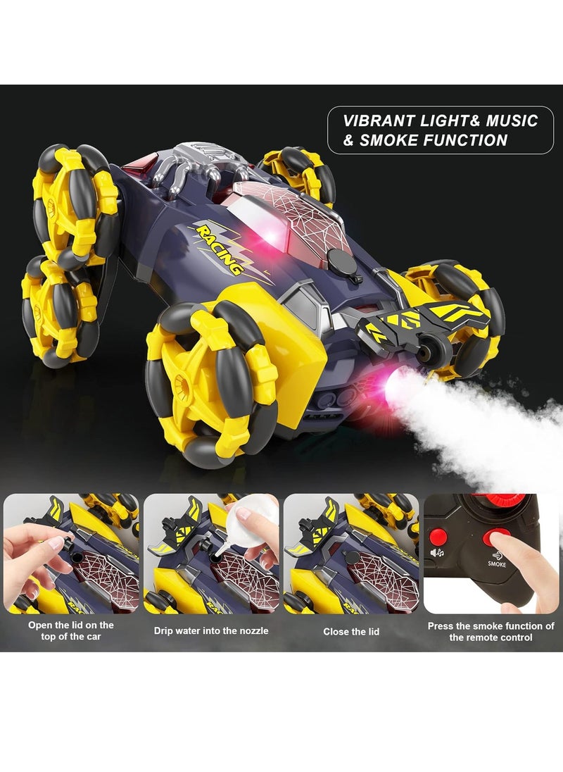lakia Remote Control Car, Six-Wheel RC Car 6WD Drift Stunt Off Road Truck Race Toy with Smoke Fuction Light Rotating Vehicle Gift Present for Boys Kids Children Age 6 7 8 9 10  - Image 2