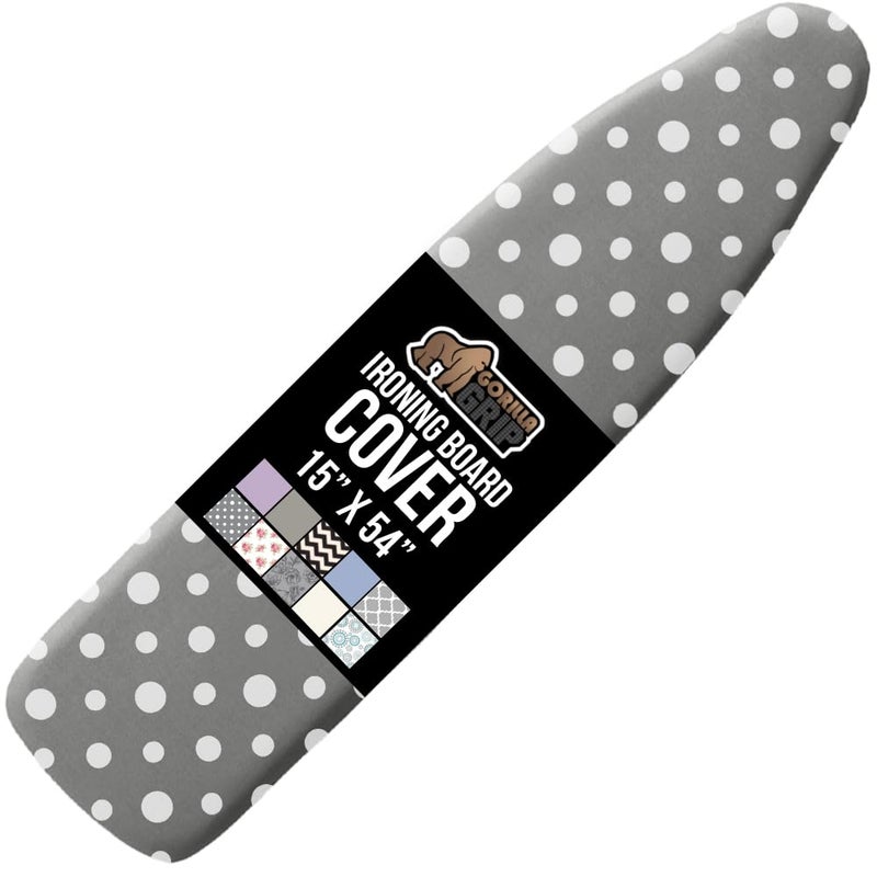 GORILLA GRIP The Original Ironing Board Cover and Pad, Silicone Coating, Thick Scorch Resistant Padding, Heavy Duty Iron Covers Standard Boards, Hook and Loop Fastener Strap, Dots, 15x54 - Image 1