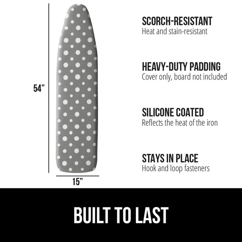 GORILLA GRIP The Original Ironing Board Cover and Pad, Silicone Coating, Thick Scorch Resistant Padding, Heavy Duty Iron Covers Standard Boards, Hook and Loop Fastener Strap, Dots, 15x54 - Image 2