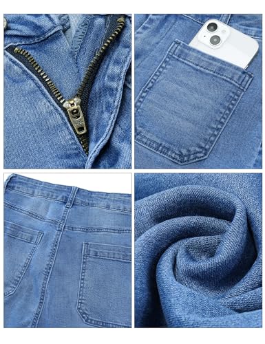 luvamia Wide Leg Jeans for Women Trendy High Waisted Flare Jeans Cropped Denim Pants Stretchy Baggy with Patch Pockets Women High Waisted Jeans Womans Pants Classic Blue Size Xx-Large Size 20 Size 22 - Image 4