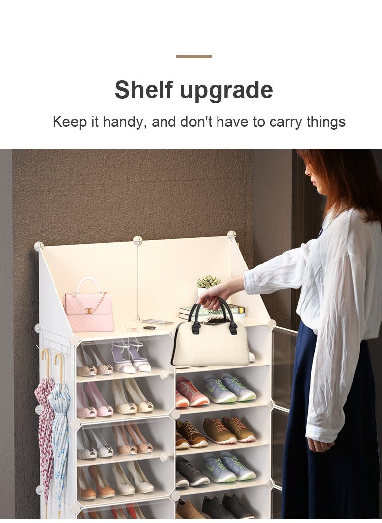 XiuWoo - 12-Cube Diy Shoes Rack Wardrobe Storage Multi Use Modular Organizer Plastic Cabinet With Shelf 85X31X127 Cm - Image 1