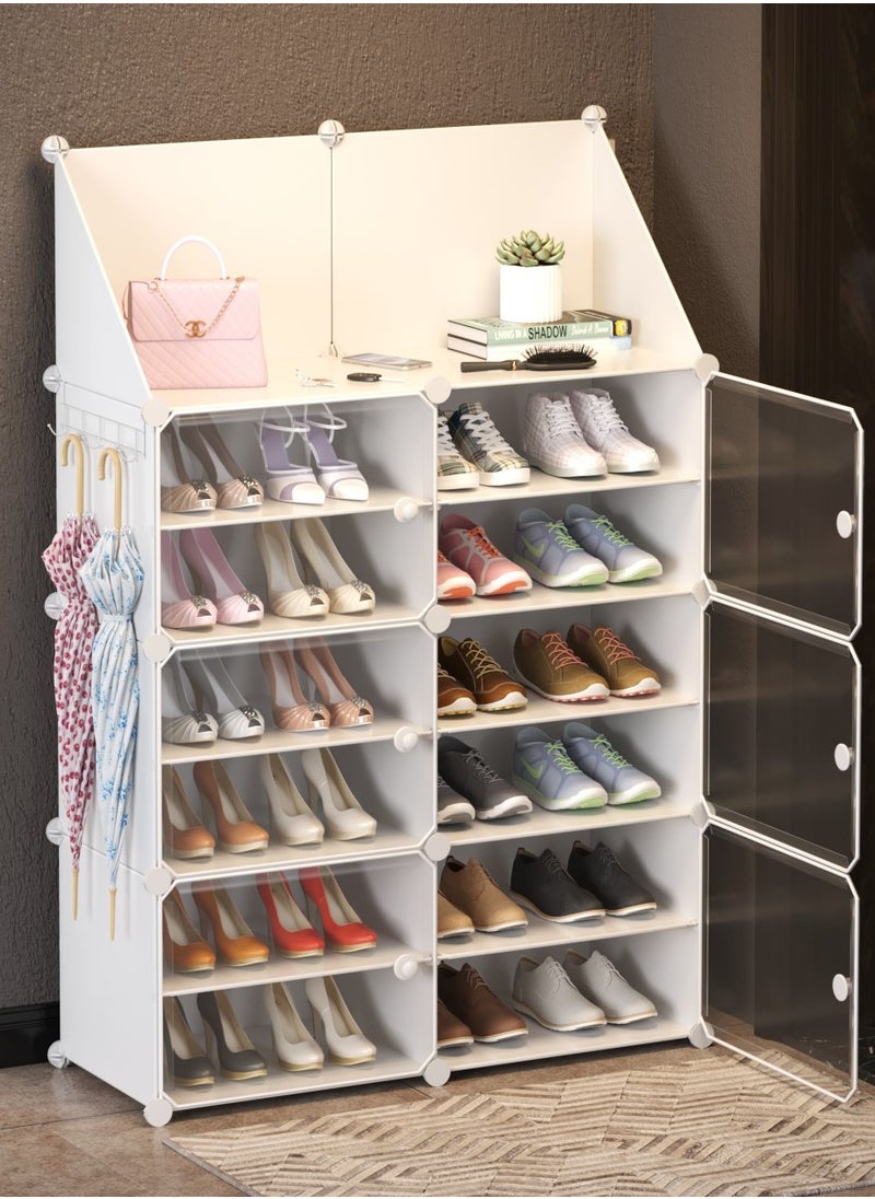 XiuWoo - 12-Cube Diy Shoes Rack Wardrobe Storage Multi Use Modular Organizer Plastic Cabinet With Shelf 85X31X127 Cm - Image 1