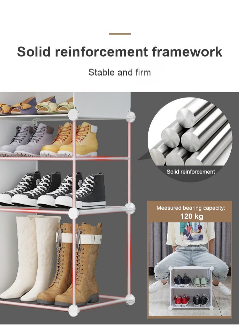 XiuWoo - 12-Cube Diy Shoes Rack Wardrobe Storage Multi Use Modular Organizer Plastic Cabinet With Shelf 85X31X127 Cm - Image 1