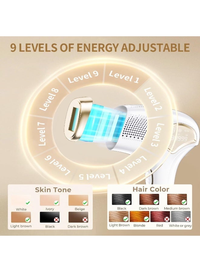 جهاز إزالة الشعر بالليزر - جهاز إزالة الشعر الدائم بتقنية IPL مزود بمستويات طاقة متعددة للاستخدام على الوجه والذراعين والساقين ومنطقة البكيني والجسم - Image 3