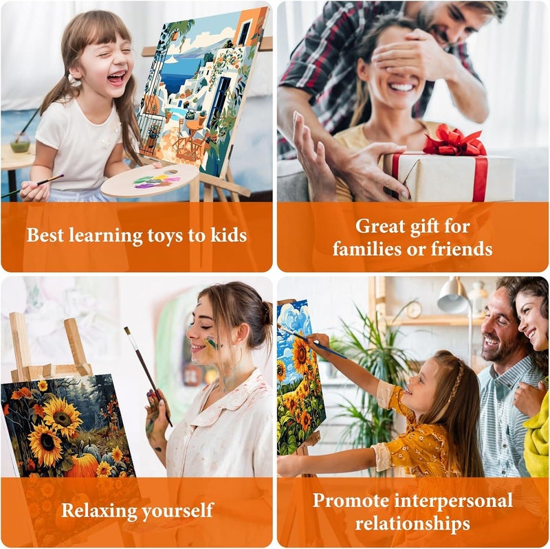 TREXEE Paint by Numbers Kit for Adults Beginner, Countryside Sunset Adult Paint by Number Kits on Canvas Without Frame, Riverside Cabin Oil Paint by Numbers for Home Decor Gift (50X40 CM)(without frame) - Image 2