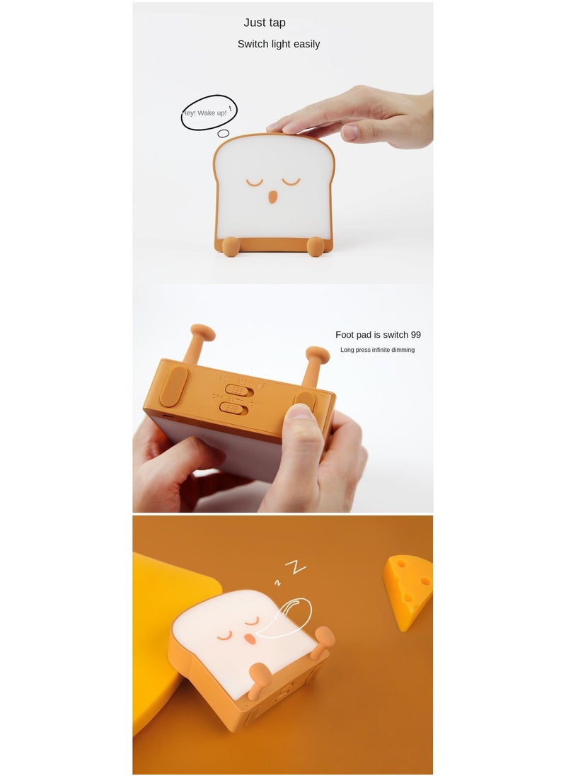 Y&D Creative Toast Bread Night Light Baby Bedroom Charging Atmosphere Night Light Cartoon Bedside Sleeping Silicone Night Light  - Image 4