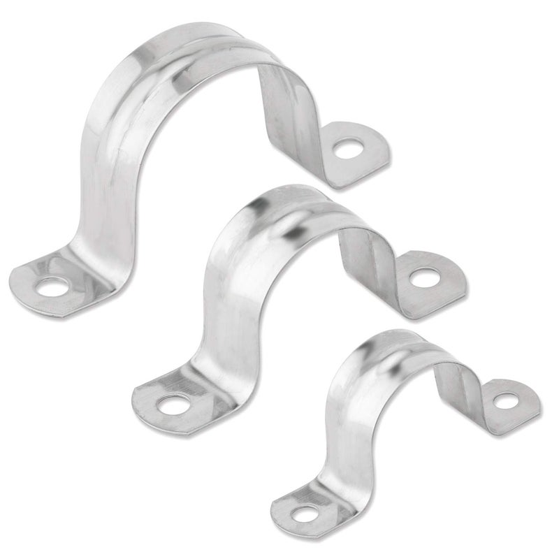 ISPINNER 25pcs M25 Stainless Steel Rigid Pipe Strap for 1 Inch Hose OD 2 Holes Cable U Bracket Clamp Hanger Tube Strap Tension Clips
