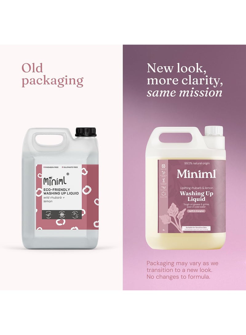 Miniml Eco Washing Up Liquid 5L Refill - Wild Rhubarb & Lemon Scented Non Bio & Skin Sensitive Friendly Dish Wash Cleaner Plant Based Vegan & Cruelty Free - Natural Cleaning Products (500 Washes) - Image 2