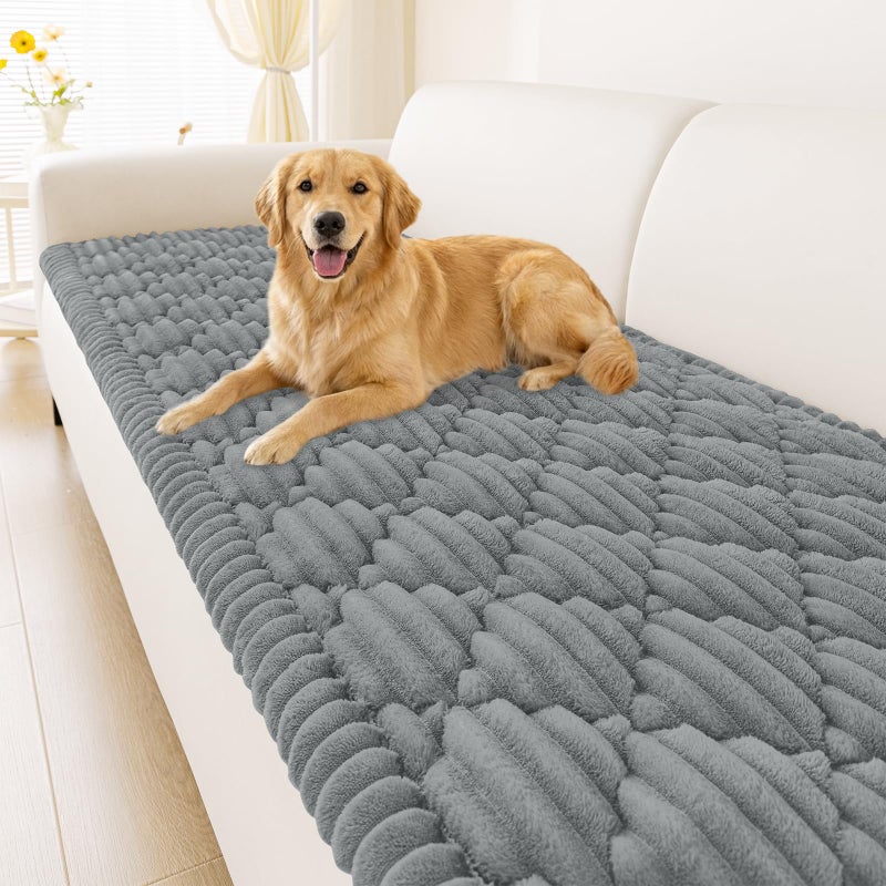 Smiry Pet Couch Cover for Dogs Washable, Non-Slip Fuzzy Couch Covers for 3 Cushion Sofa Pet Friendly, Soft Thick Furniture Protector Sofa Slipcover Mat for Dogs (Grey, 27.6" x 59") - Image 1