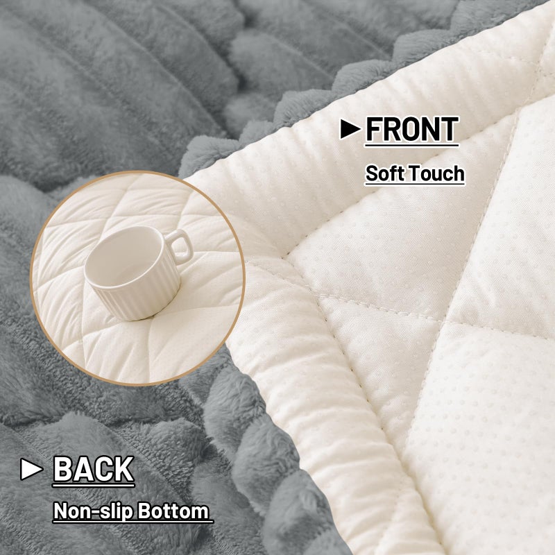 Smiry Pet Couch Cover for Dogs Washable, Non-Slip Fuzzy Couch Covers for 3 Cushion Sofa Pet Friendly, Soft Thick Furniture Protector Sofa Slipcover Mat for Dogs (Grey, 27.6" x 59") - Image 5