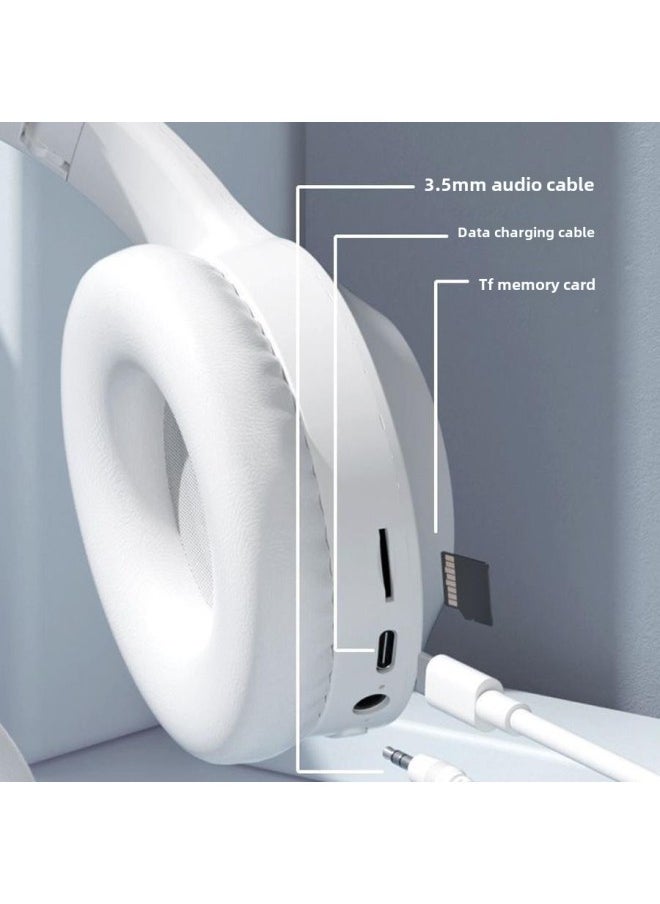 Generic Bluetooth Headset Luminous Wireless Subwoofer Noise Reduction E-sports Game Super Long Standby Mobile Phone Computer With Mai-Color:Simple White (y08 Minimalist Version★Android Interface★Bluetooth 5.0★360 Surround Sound)★4-6 Hours Battery Life  - Image 4