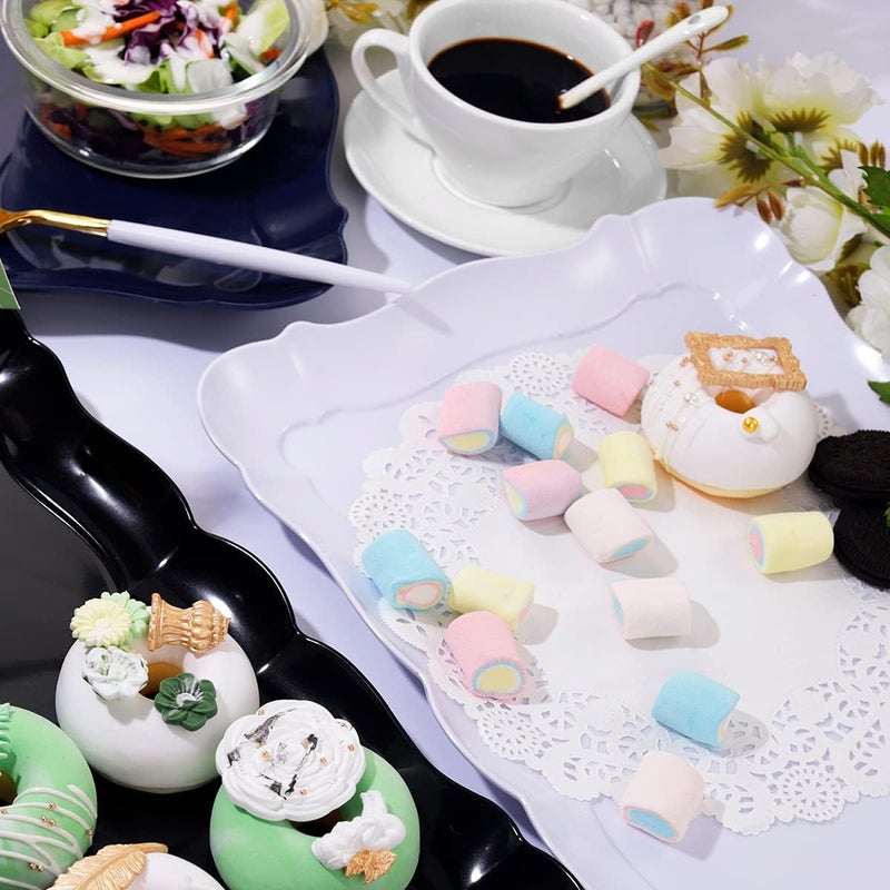 BBG 6 Pack Appetizer Serving Tray, Rectangle White Plastic Serving Platters, 15" x 10" Heavy Duty Serving Platters, Reusable Trays Perfect for Wedding, Parties & Buffet,Spring - Image 5