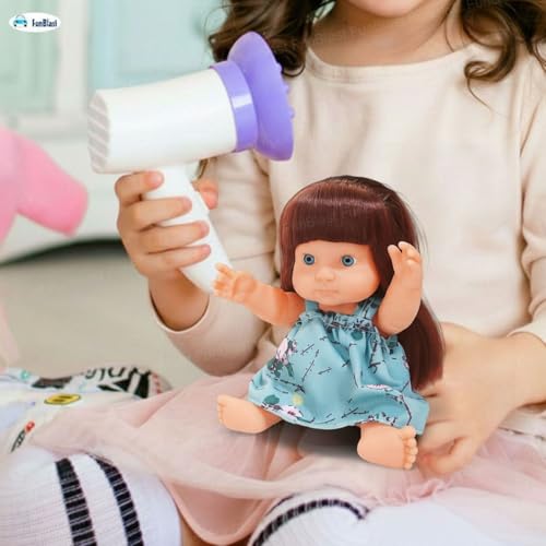 FunBlast Beautiful Girl Doll Toy for Kids – Realistic Silicone Baby Doll, Soft Touch Mini Dolls for Girls, Pretend Play Toy for Kids – 17 cm Height (Blue Dress) - Image 5