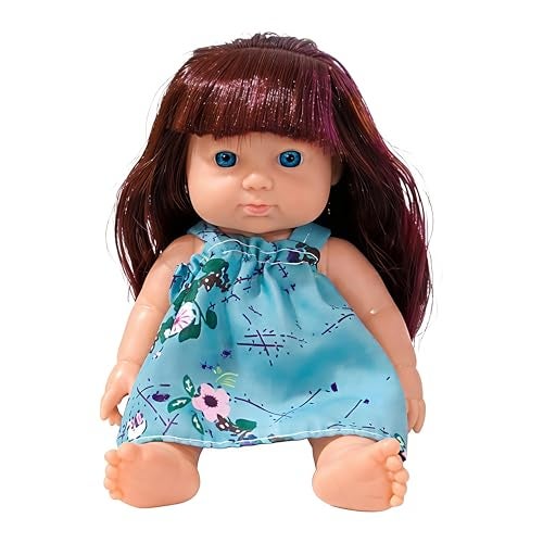 FunBlast Beautiful Girl Doll Toy for Kids – Realistic Silicone Baby Doll, Soft Touch Mini Dolls for Girls, Pretend Play Toy for Kids – 17 cm Height (Blue Dress) - Image 1