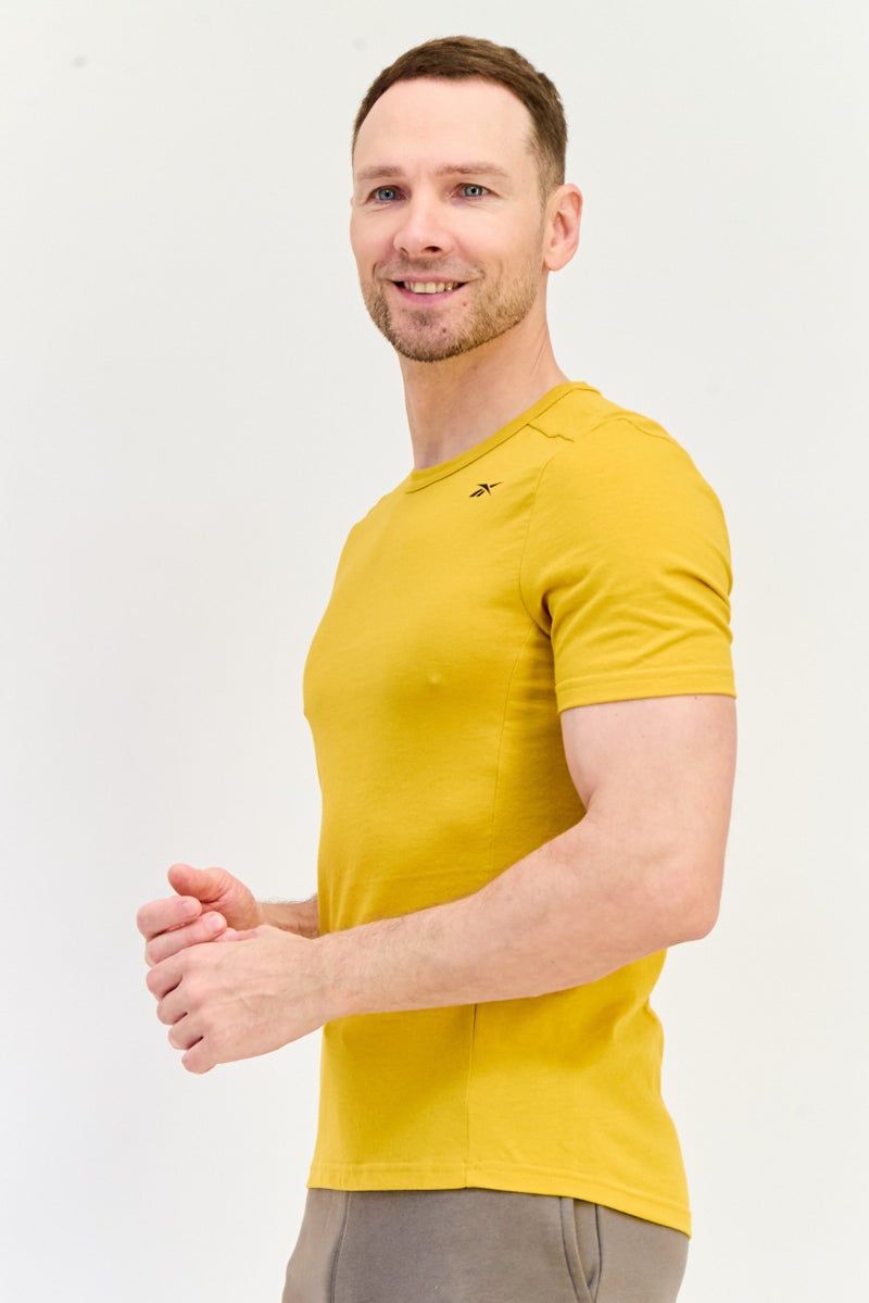 Reebok Men Sportswear Fit Short Sleeves Training T-shirt, Yellow - Image 3