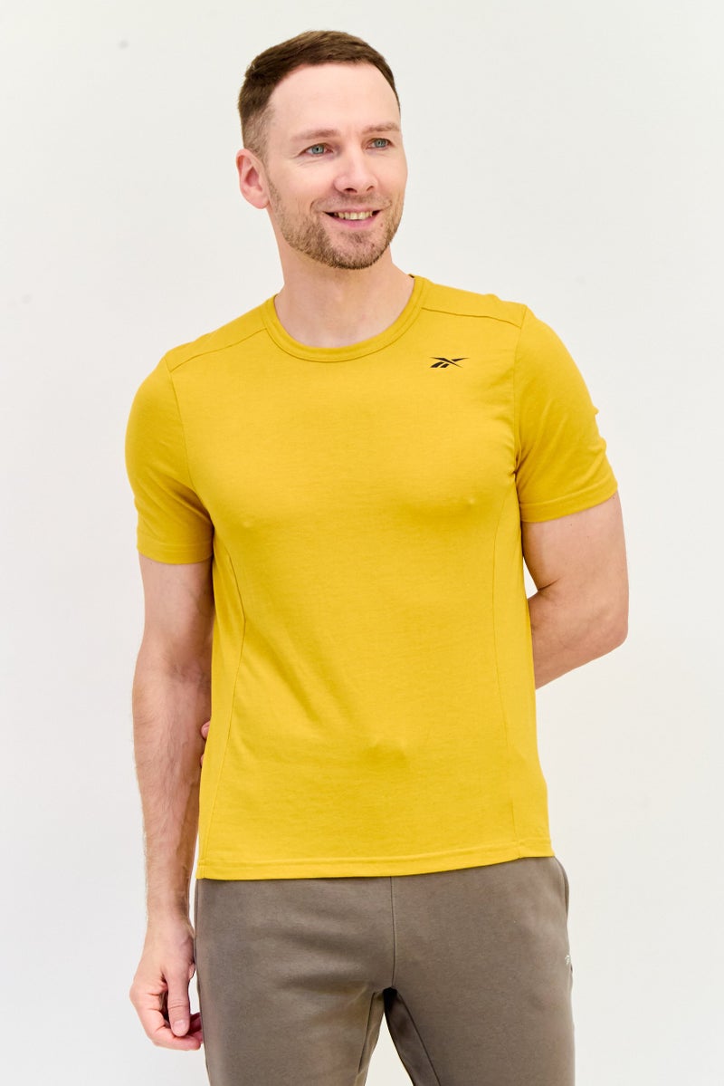 Reebok Men Sportswear Fit Short Sleeves Training T-shirt, Yellow - Image 1