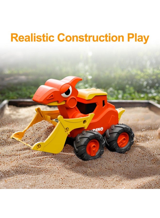 iPlay, iLearn Dinosaur Truck Toys for Toddlers, Boys Dino Press Go Racing Cars, Kids Construction Sandbox Vehicles Playset, Baby Push Go Friction Car Set, Birthday Gift for 18 Months 2 3 4 5 Years Old - Image 3