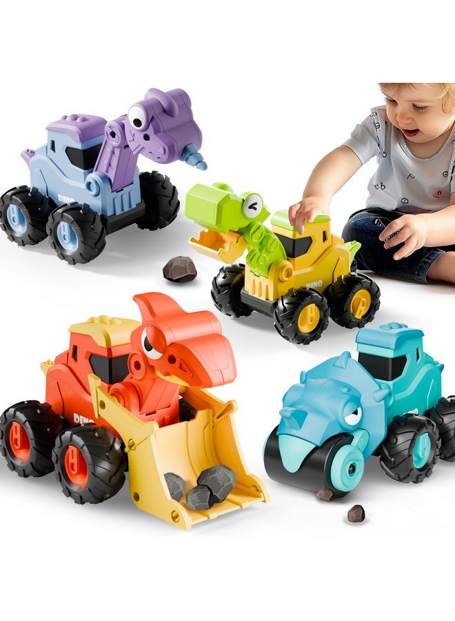 iPlay, iLearn Dinosaur Truck Toys for Toddlers, Boys Dino Press Go Racing Cars, Kids Construction Sandbox Vehicles Playset, Baby Push Go Friction Car Set, Birthday Gift for 18 Months 2 3 4 5 Years Old - Image 1