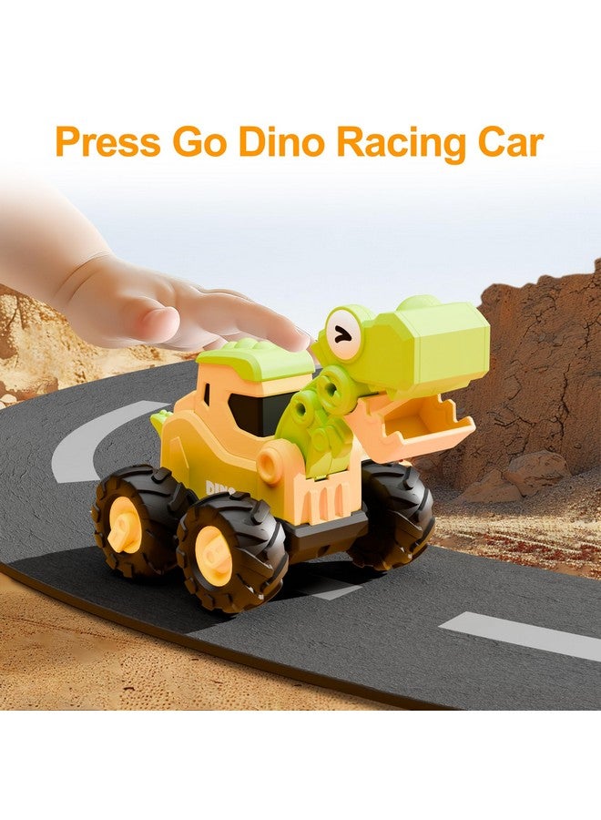 iPlay, iLearn Dinosaur Truck Toys for Toddlers, Boys Dino Press Go Racing Cars, Kids Construction Sandbox Vehicles Playset, Baby Push Go Friction Car Set, Birthday Gift for 18 Months 2 3 4 5 Years Old - Image 2