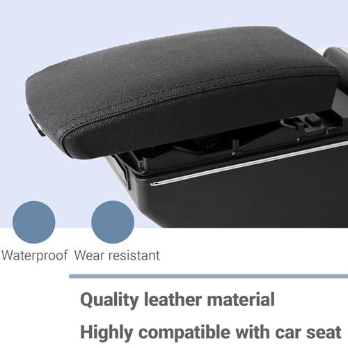 HRCHCG Compatible with Nissan Versa 2020-2024 Adjustable Car Center Console Armrest, Dual USB Chargers Front Rear- Leather Waterproof Car Seat Arm Support, Easy Installation - Image 2
