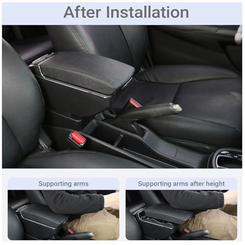 HRCHCG Compatible with Nissan Versa 2020-2024 Adjustable Car Center Console Armrest, Dual USB Chargers Front Rear- Leather Waterproof Car Seat Arm Support, Easy Installation - Image 3