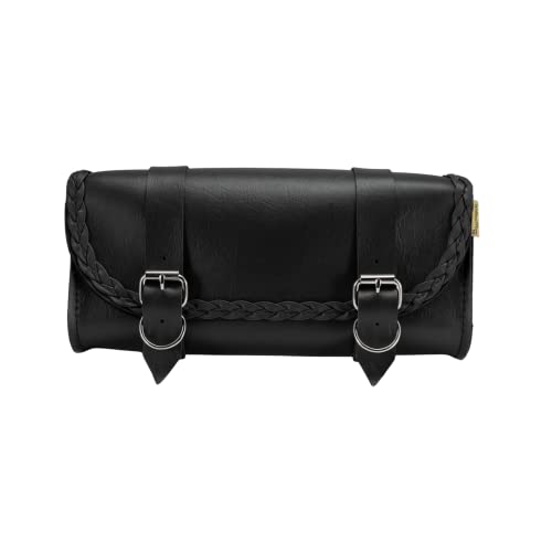 Dowco Willie & Max 58232-20 Braided Series: Synthetic Leather Motorcycle Tool Pouch, Black, Universal Fit - Image 1