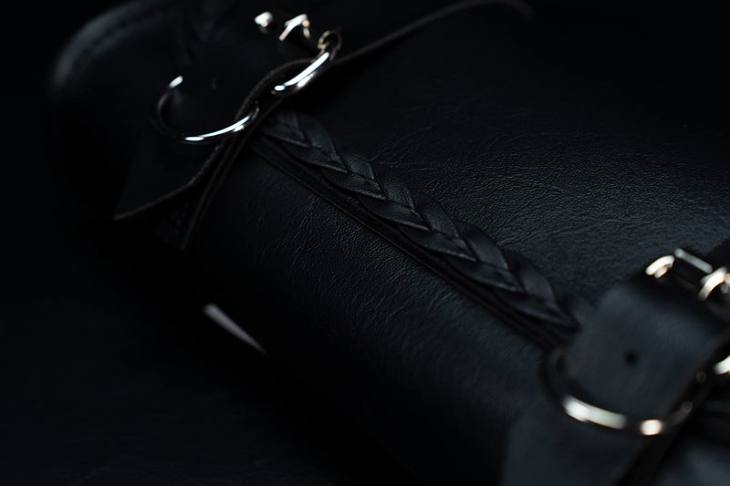 Dowco Willie & Max 58232-20 Braided Series: Synthetic Leather Motorcycle Tool Pouch, Black, Universal Fit - Image 2
