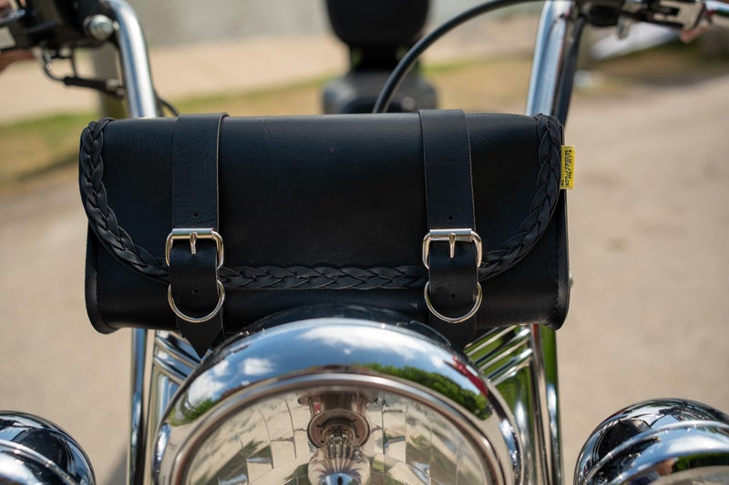Dowco Willie & Max 58232-20 Braided Series: Synthetic Leather Motorcycle Tool Pouch, Black, Universal Fit - Image 4