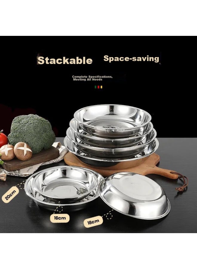 Star Square Xingfang 304 Stainless Steel Shallow Plate, Thick Round Flat-bottomed Dinner Plate, Serving Dish, 16cm - Image 2