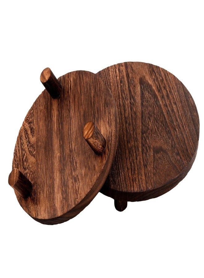 HAKZEON Set of 4 Wooden Risers for Table Display, Round Wood Riser - Round Wooden Pedestal Holder, Wood Pedestal Stand for Plants, Decor, Kitchen, Countertop (4 Sizes) - Image 3