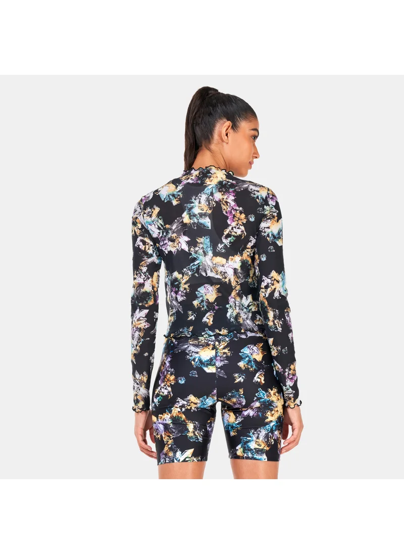 PUMA Women's Crystal Galaxy Printed Long Sleeve Fitted T-Shirt